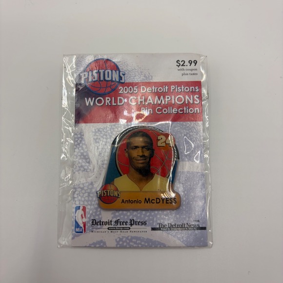 NBA Jewelry - Antonio McDyess 2005 Detroit Pistons World Champions Pin Collection NBA Sealed